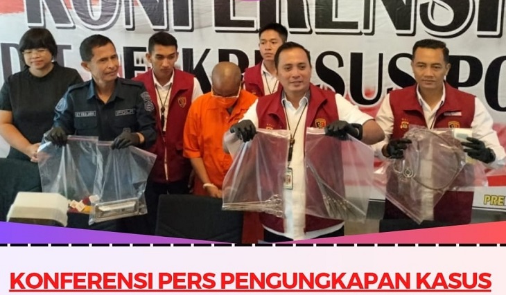 Konferensi pers pengungkapan kasus praktik aborsi ilegal, Senin (15/5/2023) di Mapolda Bali. (ist)